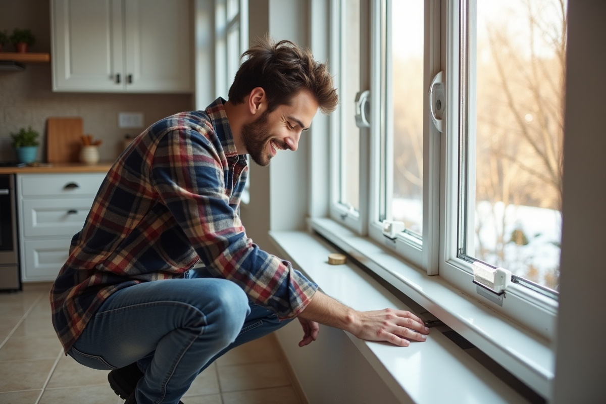 Jeune homme posant un rouleau d